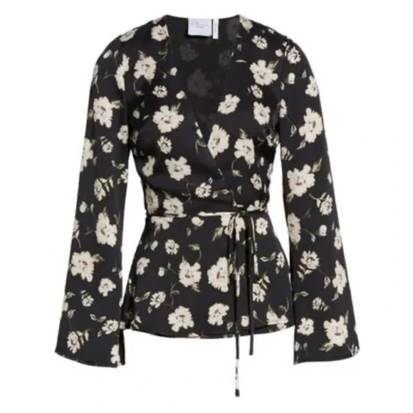 L'academie The Eliot Floral Wrap Blouse Top - Picture 3 of 13